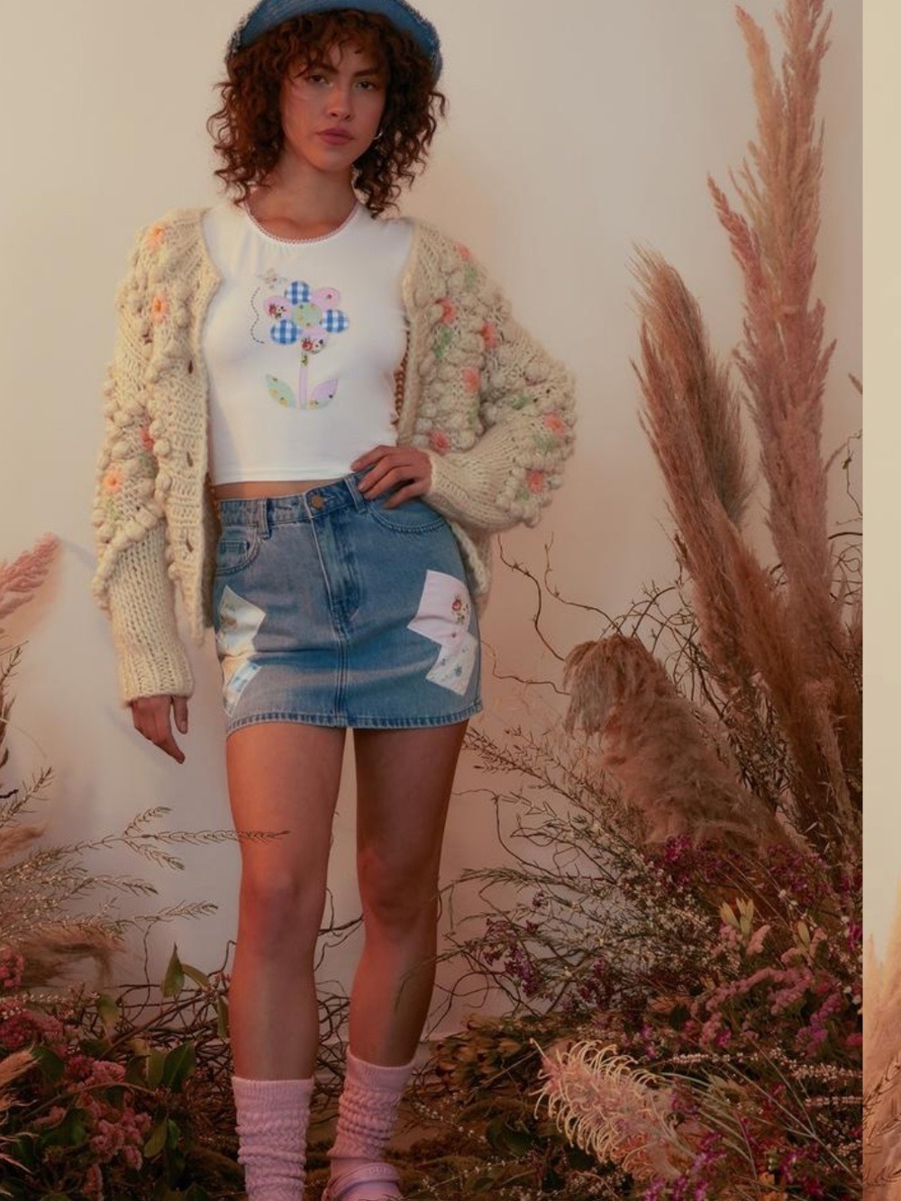 Dolls Kill x Holly Hobbie Dose Of Happy Patchwork Denim Skirt Jean Size XS - Picture 5 of 13